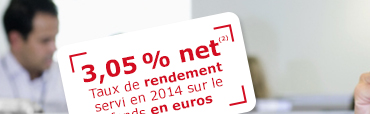 3,05 % net(2) Taux de rendement servi en 2014 sur le fonds en euros