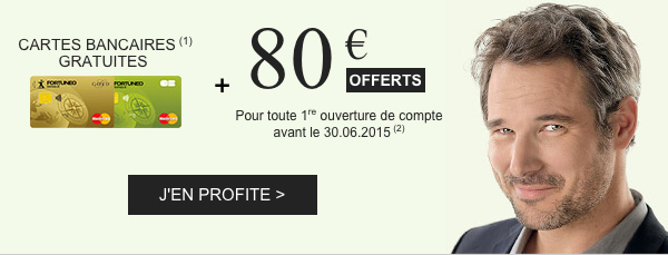 Cartes bancaires gratuites + 80 euros offerts
