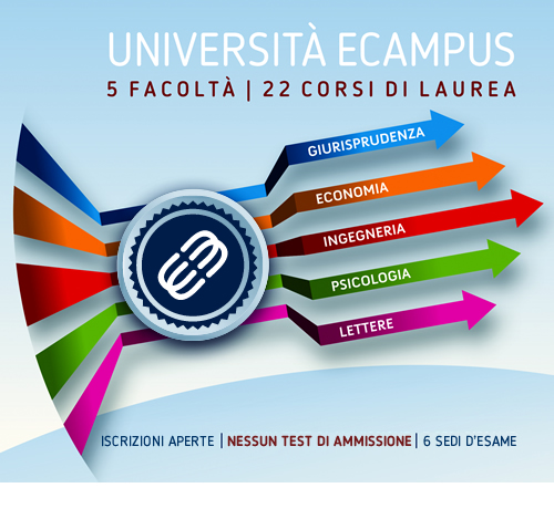Università aCampus, 5 facoltà, 22 corsi di laurea, 6 sedi d'esame. Iscrizioni sempre aperte, nessun test di ammissione.