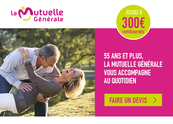 jusqu'à 300€ remboursés* 55 ans et plus, La mutuelle générale vous accompagne au quotidien, faire un devis
