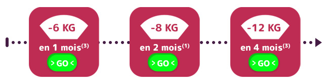 -6 kg en 1 mois / -8kg en 2 mois / -12kg en 4 mois